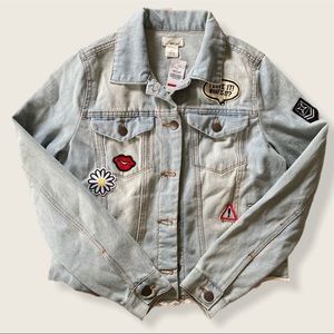 NWT Light Wash Jean Jacket with patches